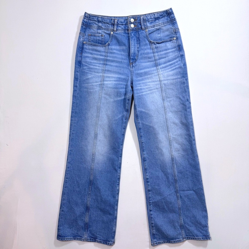 LOFT High Rise Wide Leg Jeans Front Seam Light Wash Women's 28 / 6 Casual Street